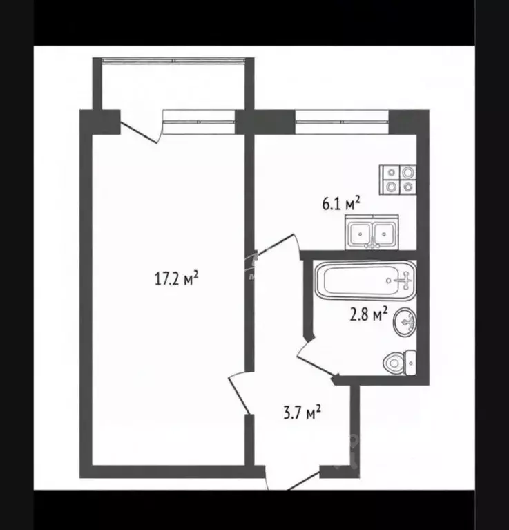 1-к кв. Севастополь ул. Хрусталева, 11 (29.8 м) - Фото 1