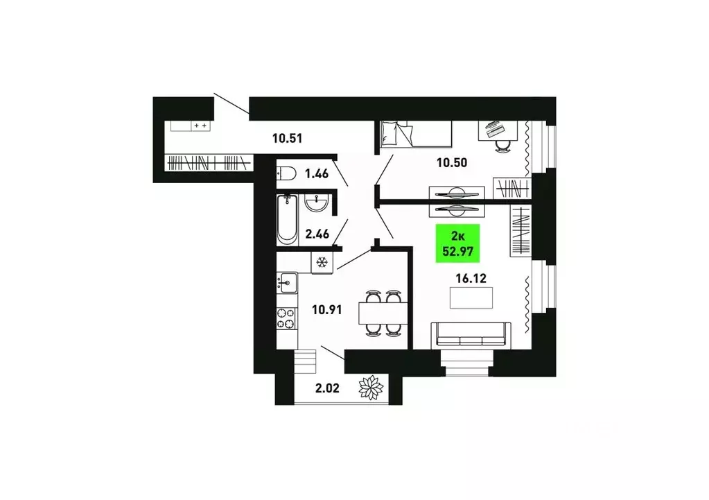 2-к кв. Кировская область, Кирово-Чепецкий район, Федяковское с/пос, ... - Фото 1