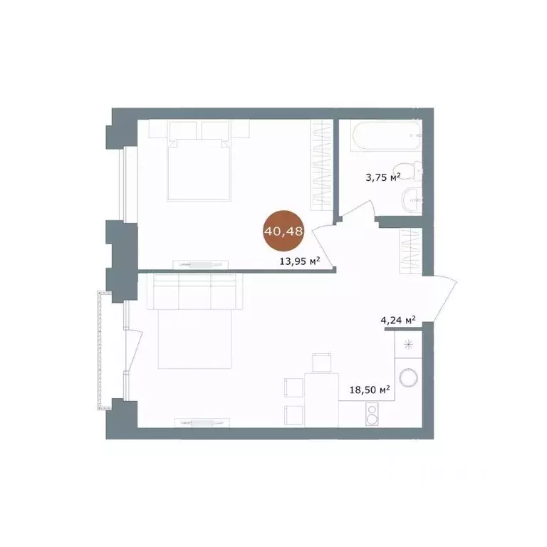 2-к кв. Новосибирская область, Новосибирск 19/56 Кварталы Телецентра ... - Фото 1