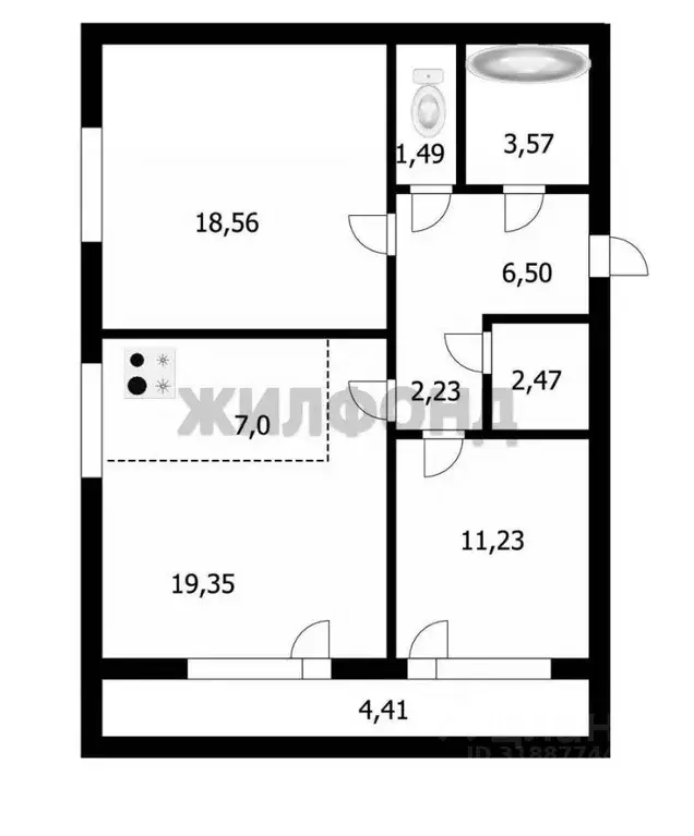 Квартира, 3 комнаты, 71.8 м - Фото 0
