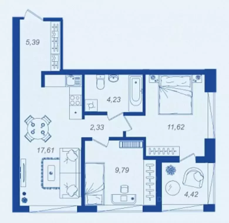 2-к кв. Брянская область, Брянск Новый Город жилой комплекс (53.18 м) - Фото 1