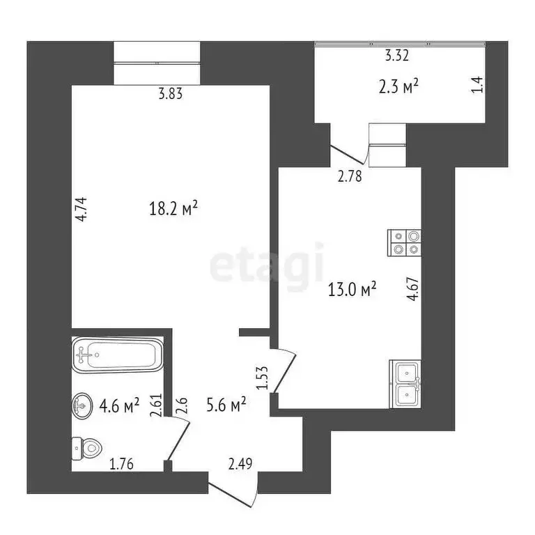 1-комнатная квартира: Чита, улица Токмакова, 49 (40.2 м) - Фото 0