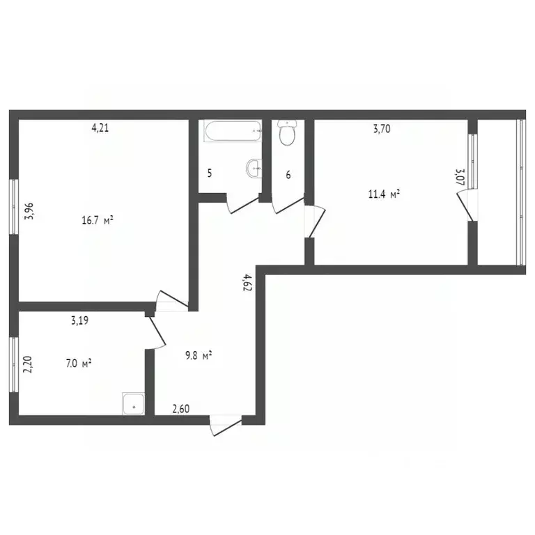 2-к кв. Амурская область, Благовещенск ул. Шимановского, 46 (49.0 м) - Фото 1