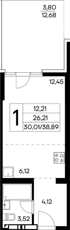 1-к кв. Крым, Алушта городской округ, пос. Семидворье  (38.89 м) - Фото 0