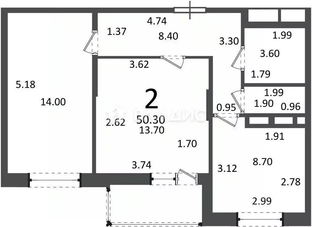 2-к кв. Москва ул. Генерала Пилипенко, 1к2 (50.3 м) - Фото 2