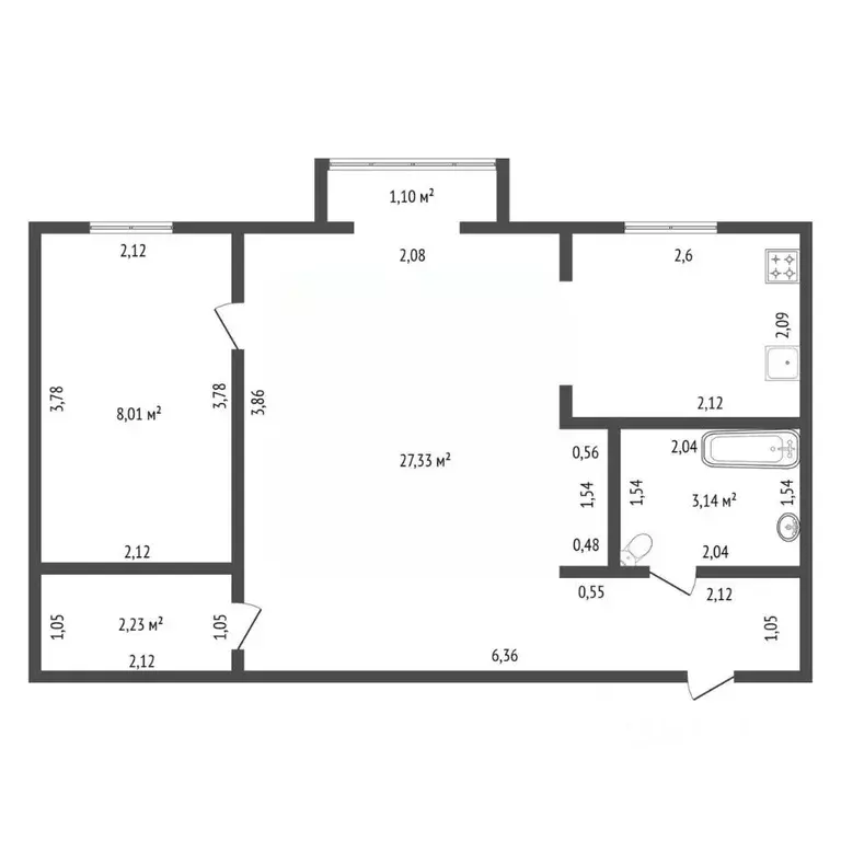 2-к кв. Башкортостан, Уфа просп. Октября, 87 (45.4 м) - Фото 1