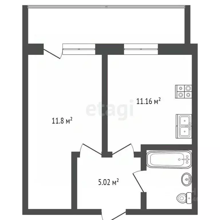 1-к кв. Тюменская область, Тюмень ул. Боровская, 8 (34.0 м) - Фото 1