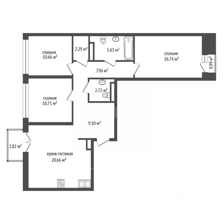3-к кв. Тюменская область, Тюмень ул. Газовиков, 38 (87.7 м) - Фото 0