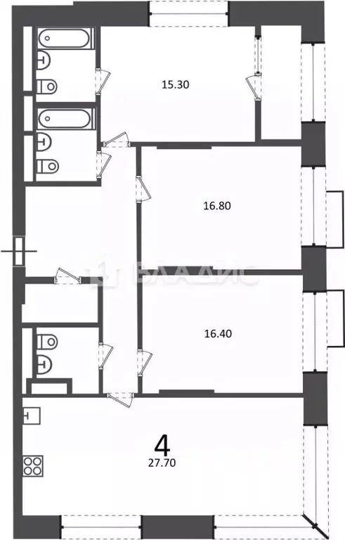 4-к кв. Москва Клинская ул., 2А (103.2 м) - Фото 1