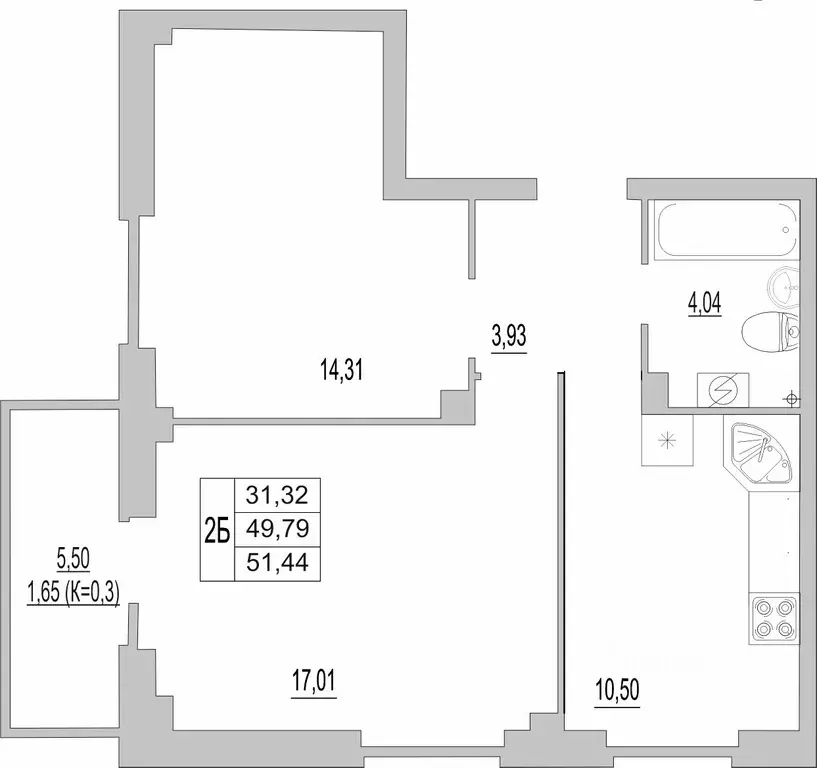 2-к кв. Псковская область, Псков ул. Юности, 32 (50.9 м) - Фото 1