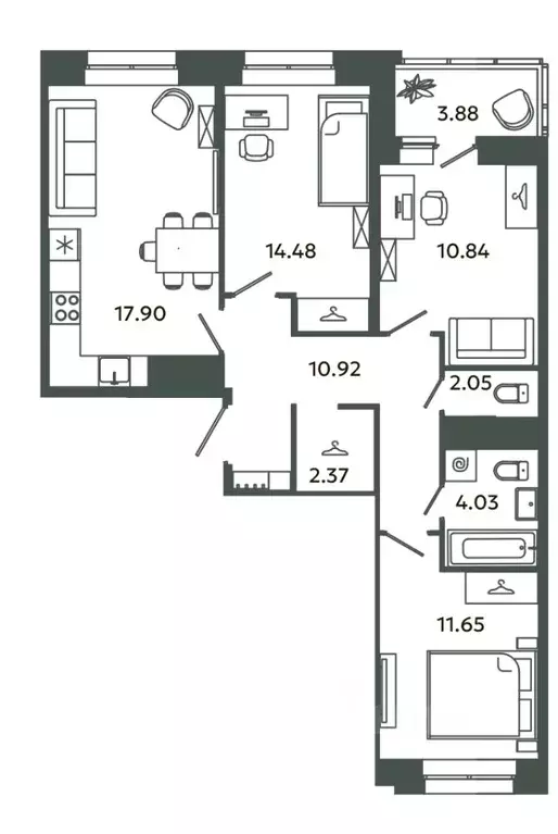 3-к кв. Ленинградская область, Ломоносовский район, Аннинское ... - Фото 0