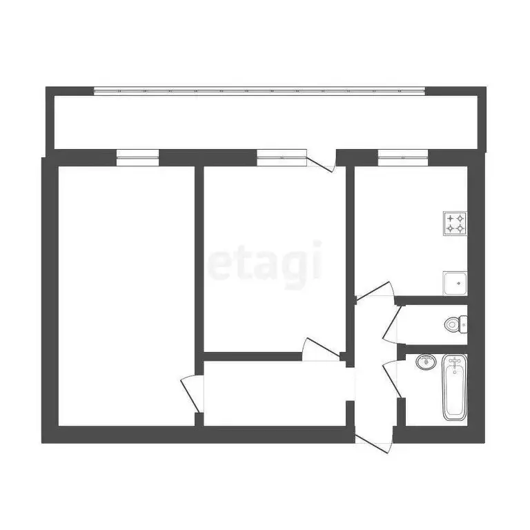 2-комнатная квартира: Улан-Удэ, улица Борсоева, 77 (48 м) - Фото 1