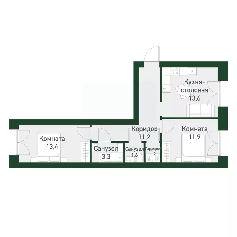 2-к кв. Свердловская область, Екатеринбург Академический мкр, 45-й ... - Фото 0