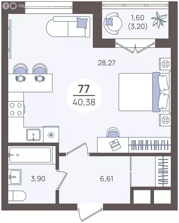 1-комнатная квартира: Светлогорск, Калининградский проспект, 70Е (42.1 ... - Фото 0