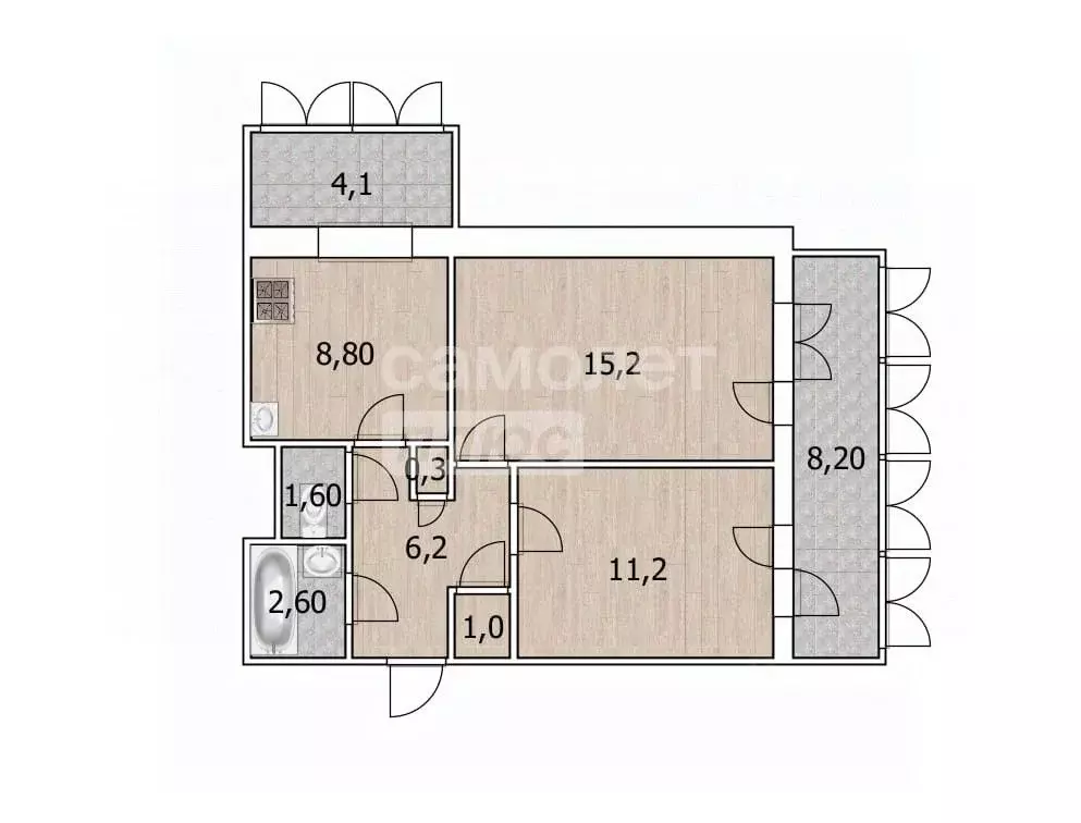 2-к кв. Краснодарский край, Туапсе ул. Говорова, 53 (46.9 м) - Фото 1