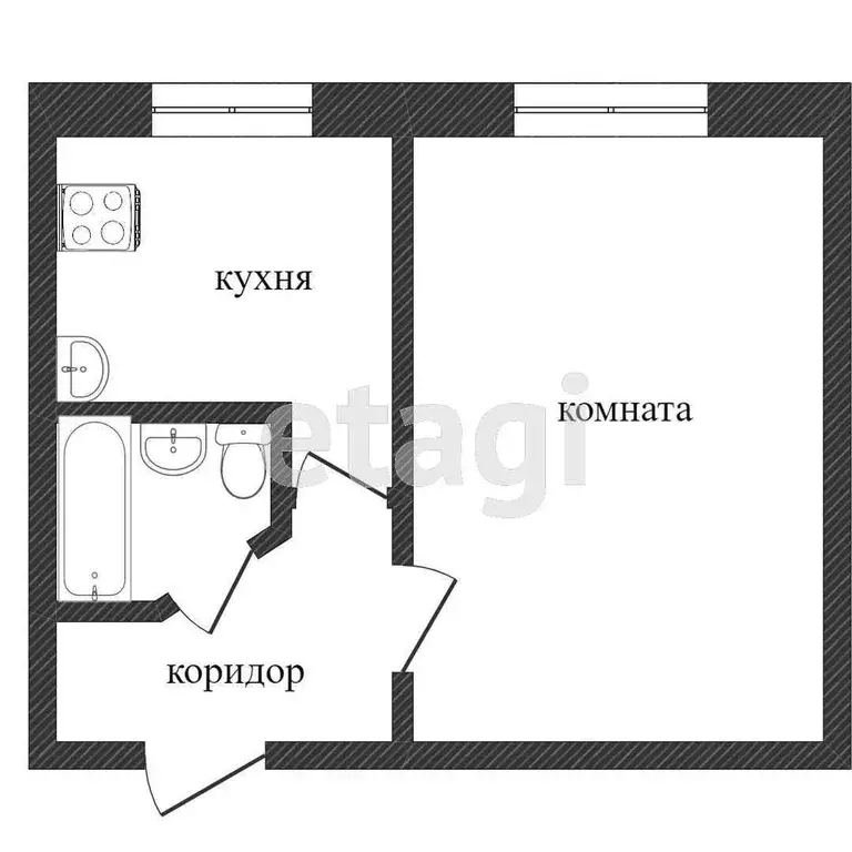 Квартира, 1 комната, 26.6 м - Фото 0