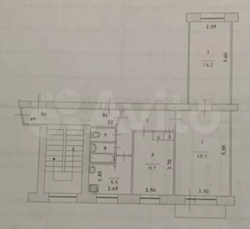 3-к. квартира, 57,9 м, 3/5 эт. - Фото 0