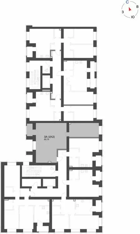 3-комнатная квартира: Нижнекамск, 15-й микрорайон, ЖК Калина (65.75 м) - Фото 1