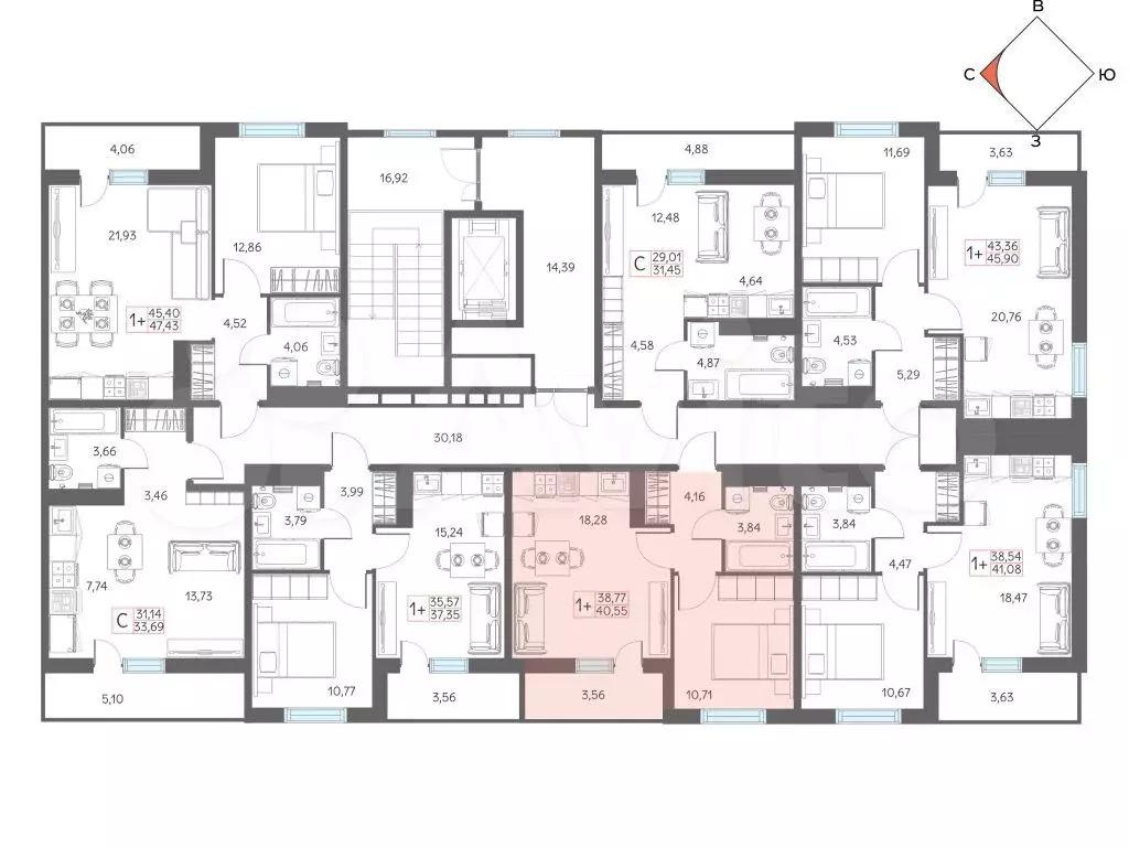 2-к. квартира, 40,6 м, 5/8 эт. - Фото 1