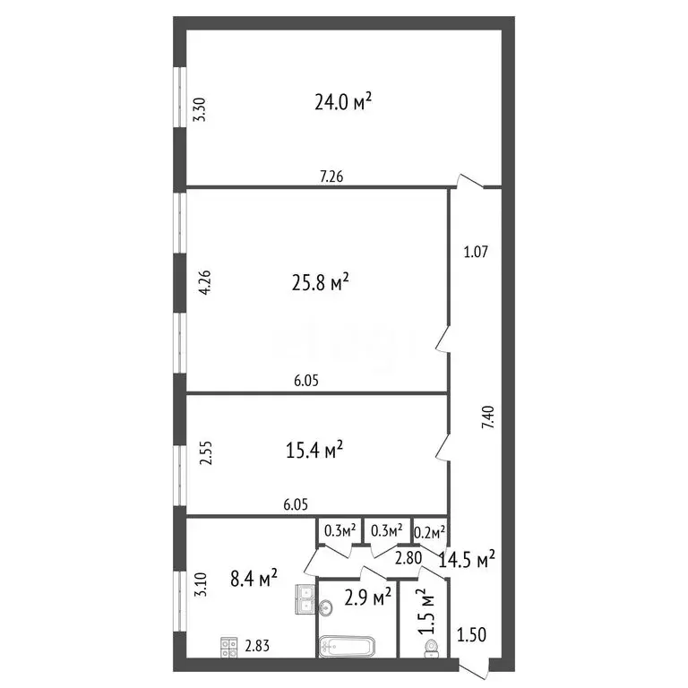 3-комнатная квартира: Санкт-Петербург, 8-я линия Васильевского ... - Фото 1