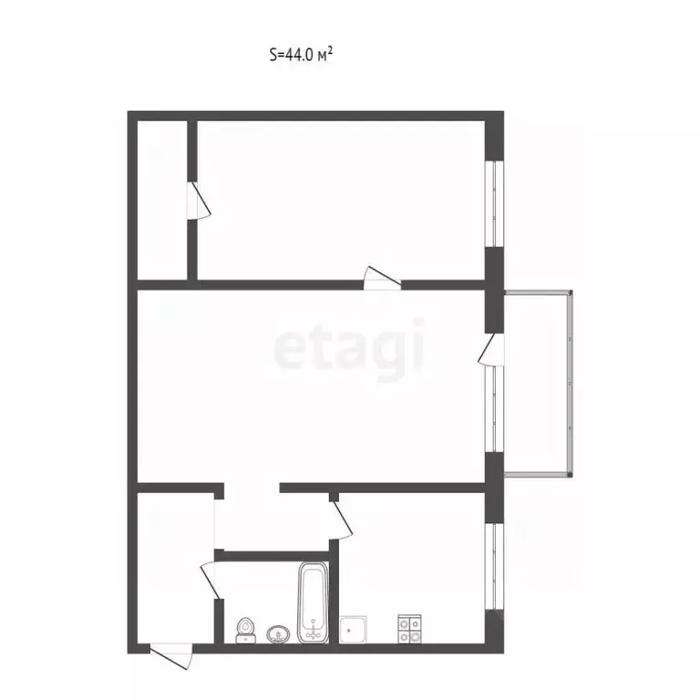 2-к кв. Смоленская область, Смоленск ул. Ломоносова, 21А (45.0 м) - Фото 2