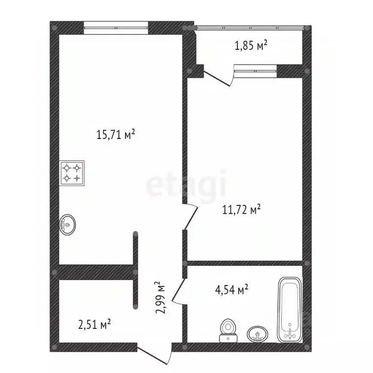 1-к кв. Башкортостан, Уфа Коммунистическая ул., 98/1 (38.3 м) - Фото 1