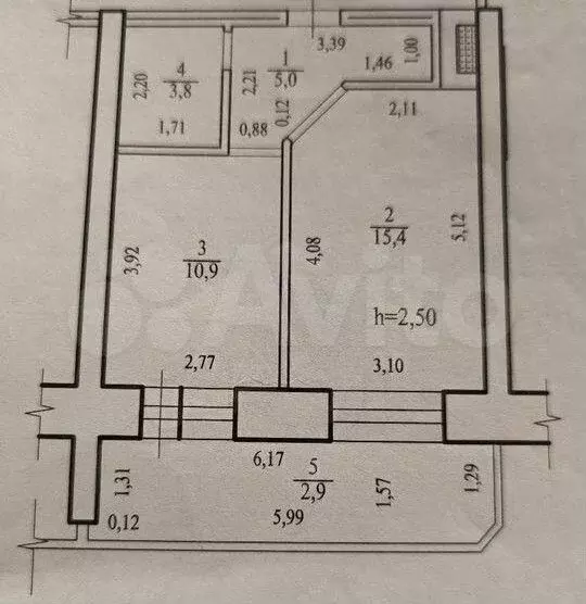 1-к. квартира, 38 м, 1/5 эт. - Фото 0