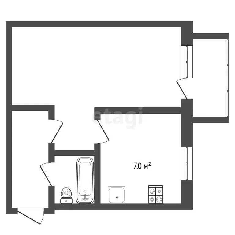 1-комнатная квартира: Тюмень, улица Орджоникидзе, 65 (30.3 м) - Фото 1