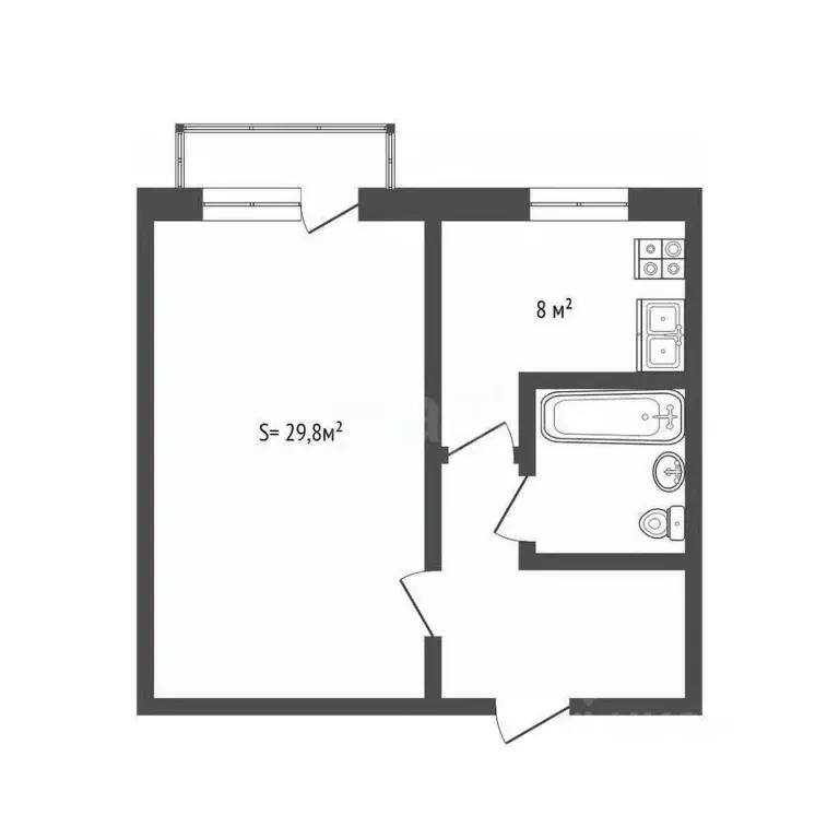 1-к кв. Брянская область, Брянск Орловская ул., 8 (29.8 м) - Фото 1