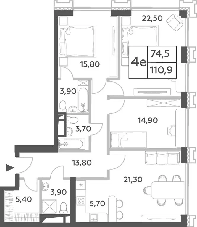 4-комнатная квартира: Москва, проспект Генерала Дорохова, 49 (110.9 м) - Фото 1
