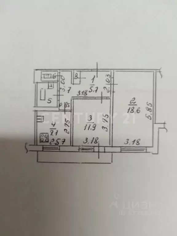 2-к кв. Липецкая область, Липецк ул. Яна Фабрициуса, 21 (50.3 м) - Фото 2