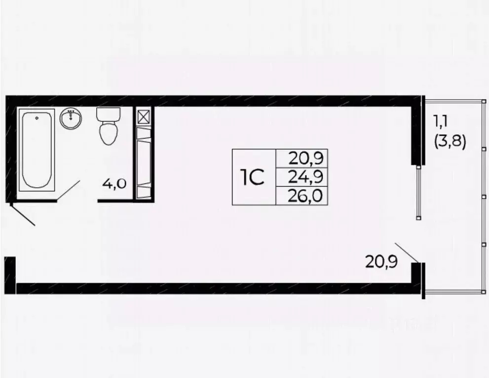 Студия Ростовская область, Ростов-на-Дону ул. Назарько, 4 (26.0 м) - Фото 2