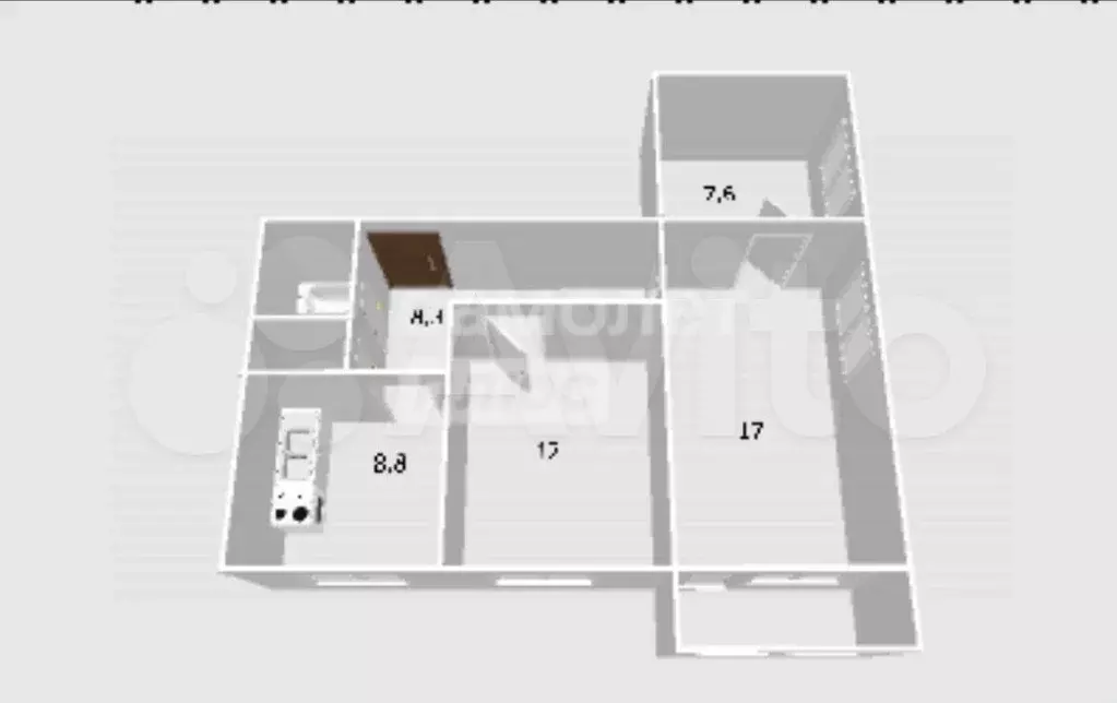 3-к. квартира, 57,9 м, 6/9 эт. - Фото 0