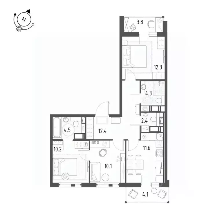 3-к кв. Санкт-Петербург пос. Шушары, ул. Чудовская, 14к1 (70.9 м) - Фото 2