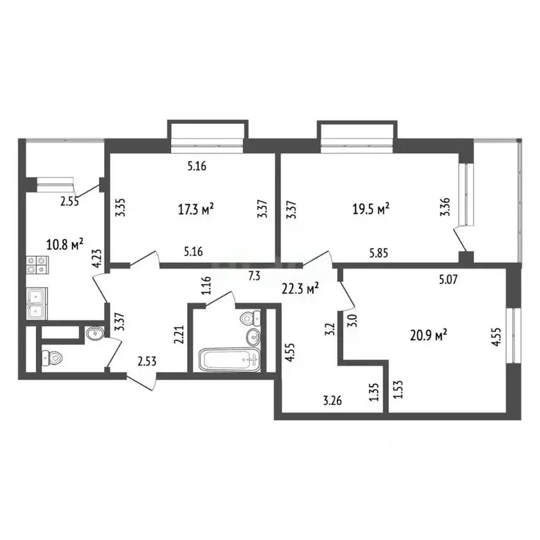 3-к кв. Москва Рязановское поселение, ул. Гореловская, 3 (100.7 м) - Фото 2