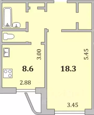 1-к кв. Мурманская область, Мурманск ул. Старостина, 93 (41.4 м) - Фото 1