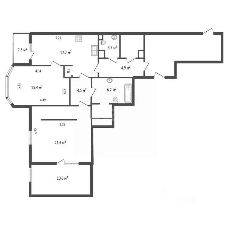 2-к кв. Санкт-Петербург Купчинская ул., 34к1 (74.4 м) - Фото 2