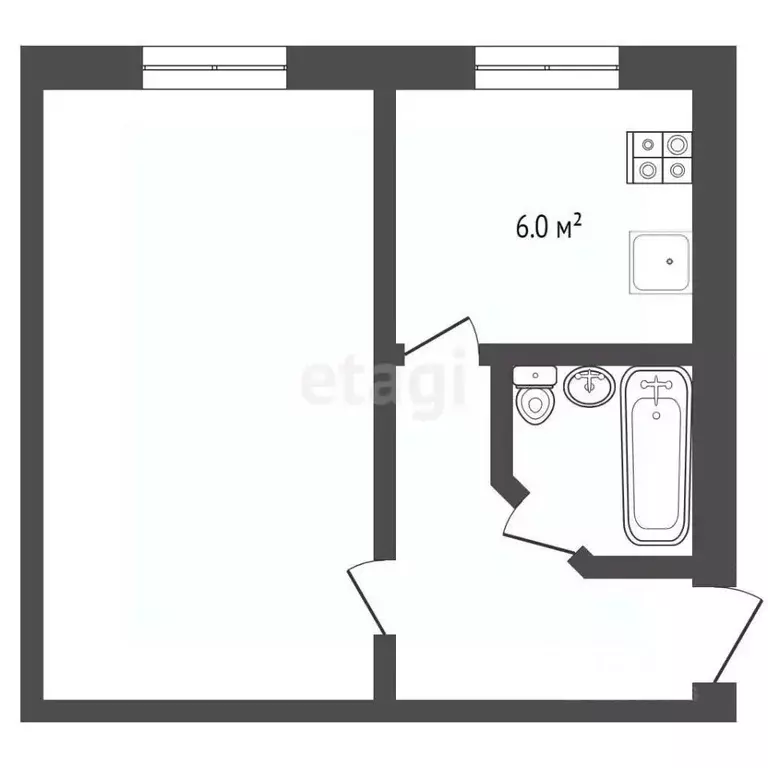 1-к кв. Ханты-Мансийский АО, Сургут ул. Энтузиастов, 59 (29.2 м) - Фото 1