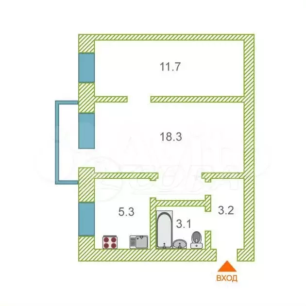 2-к. квартира, 40 м, 5/5 эт. - Фото 0
