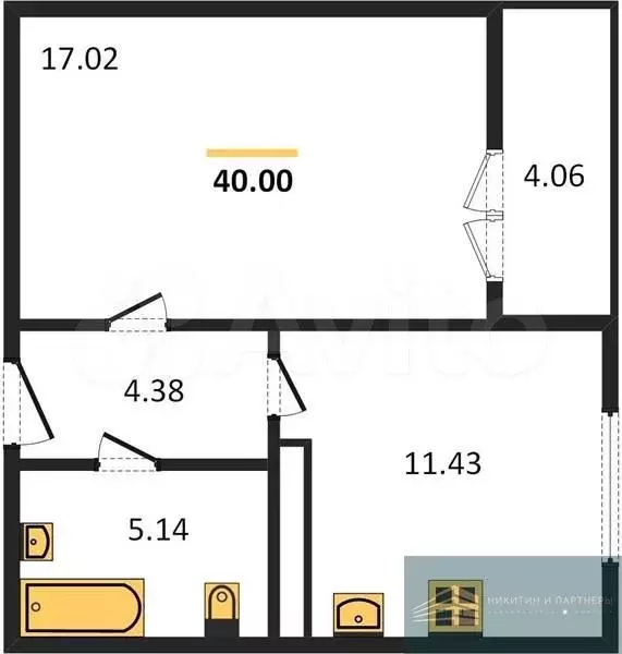 1-к. квартира, 40 м, 15/20 эт. - Фото 0