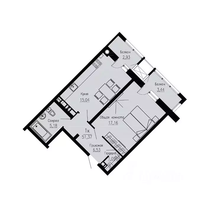 1-к кв. Ставропольский край, Пятигорск Скачки мкр,  (51.37 м) - Фото 0