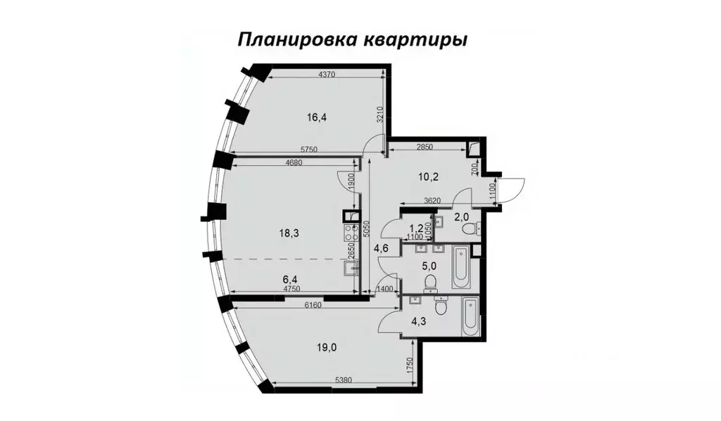 2-к кв. Москва Сидней Сити жилой комплекс, к2/2 (87.3 м) - Фото 2