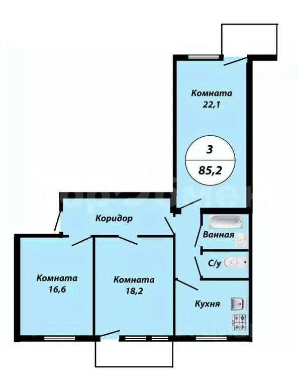 Комната Москва Большая Филевская ул., 21к2 (33.0 м) - Фото 1