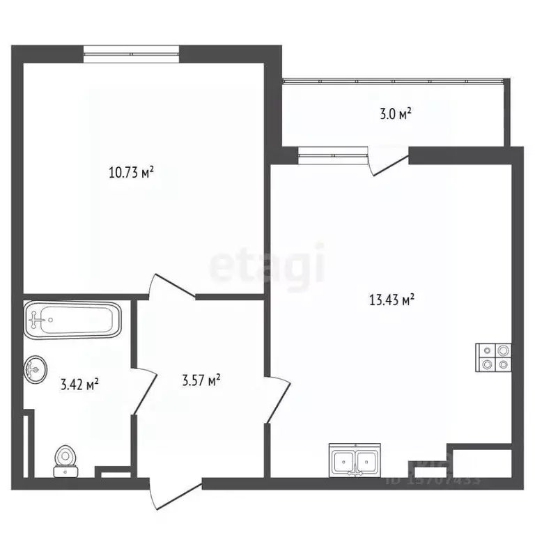 1-к кв. Ленинградская область, Всеволожский район, пос. Бугры бул. ... - Фото 2