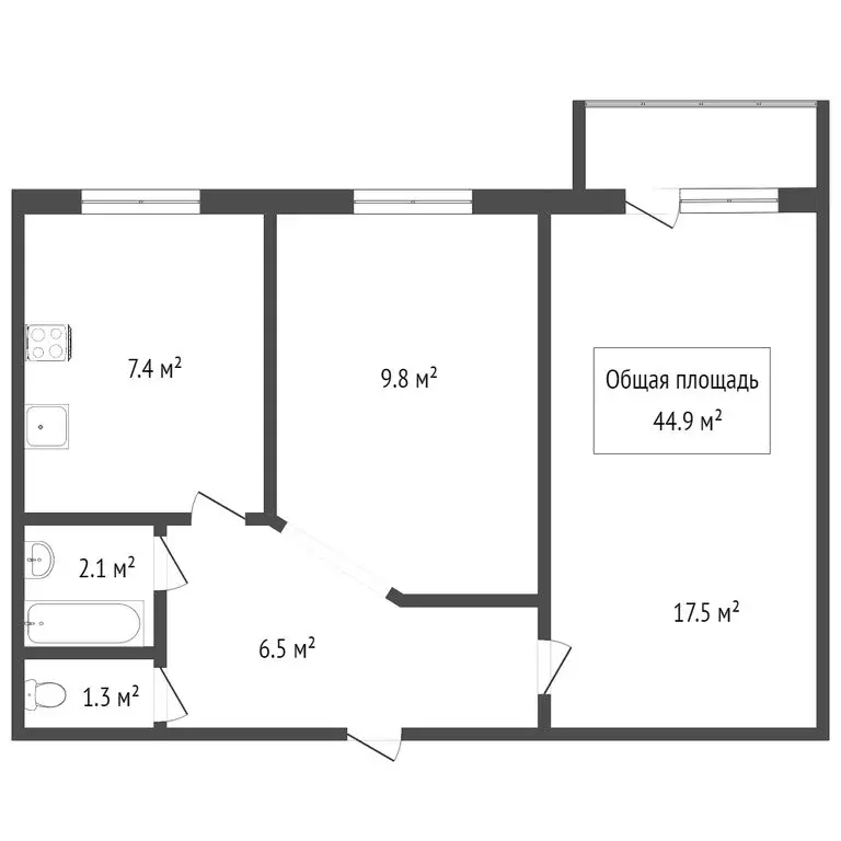 2-комнатная квартира: Новосибирск, улица Орджоникидзе, 27 (46 м) - Фото 0