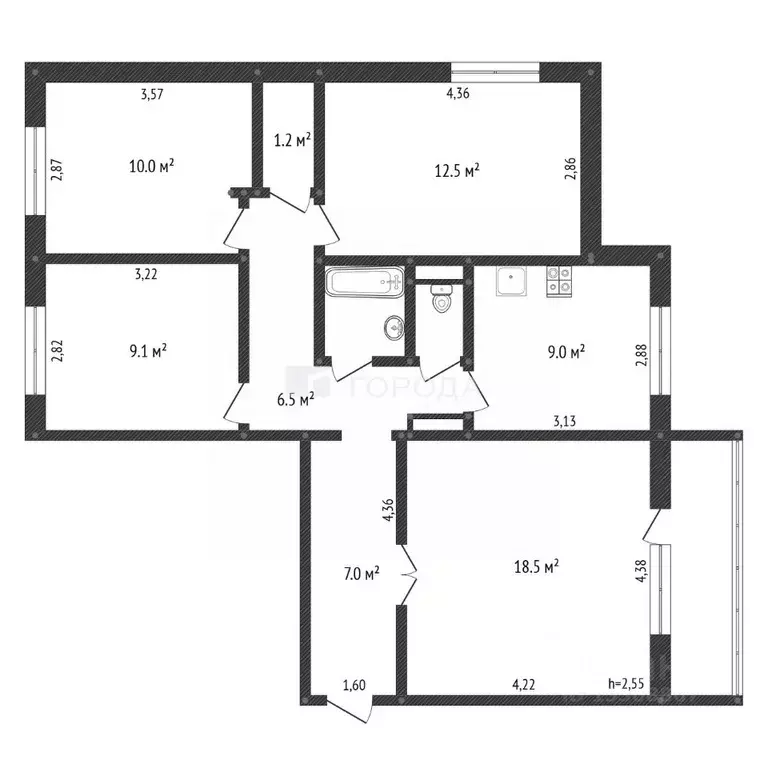 4-к кв. Кемеровская область, Новокузнецк ул. Космонавтов, 10 (78.6 м) - Фото 2