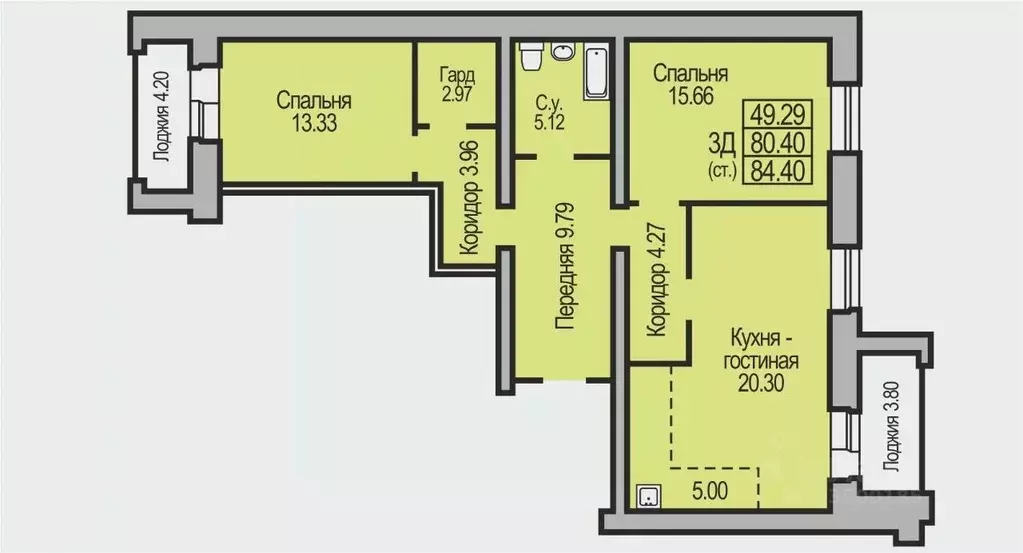 3-к кв. Новосибирская область, Бердск ул. Салаирская, 9 (84.4 м) - Фото 0