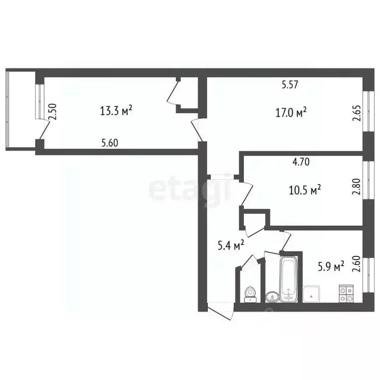3-к кв. Крым, Бахчисарай ул. Макаренко, 4 (56.9 м) - Фото 2