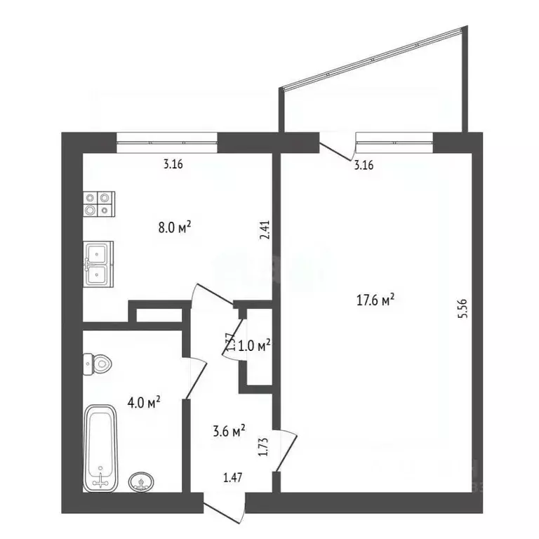 1-к кв. Крым, Армянск Имени Генерала Корявко мкр, 23 (34.2 м) - Фото 2