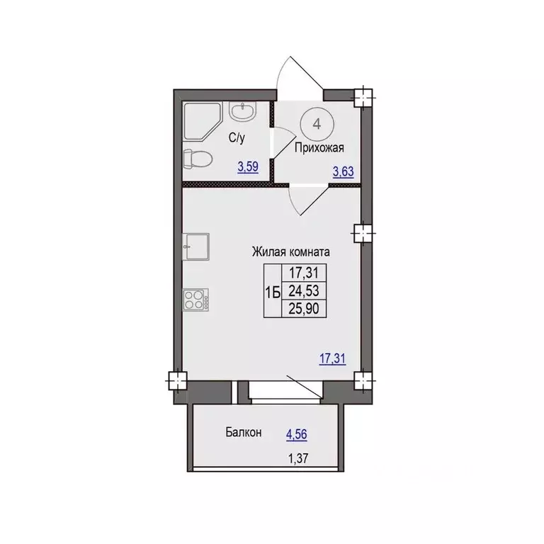 1-к кв. Псковская область, Псковский район, Завеличенская волость, д. ... - Фото 1